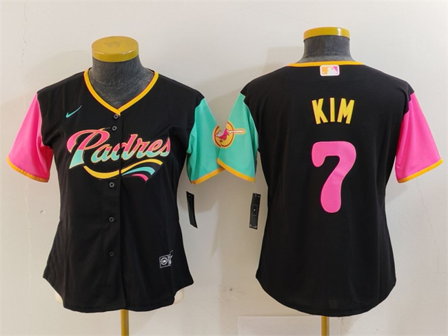 Women's San Diego Padres #7 Ha Seong Kim Black City Connect Stitched Baseball Jersey(Run Small)